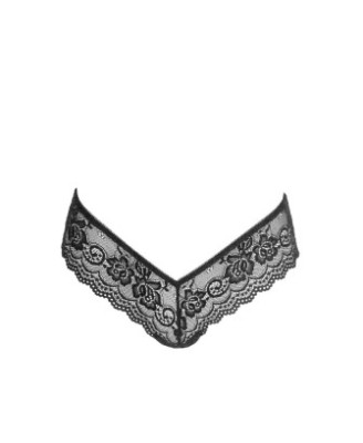 String en dentelle florale noire 